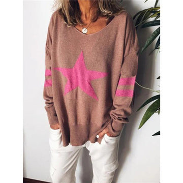 Soft Knit Star Front Relaxed Sweater
