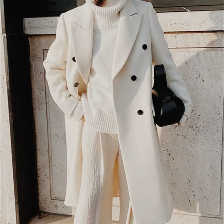 Double-Breasted Slim Fit Long Coat