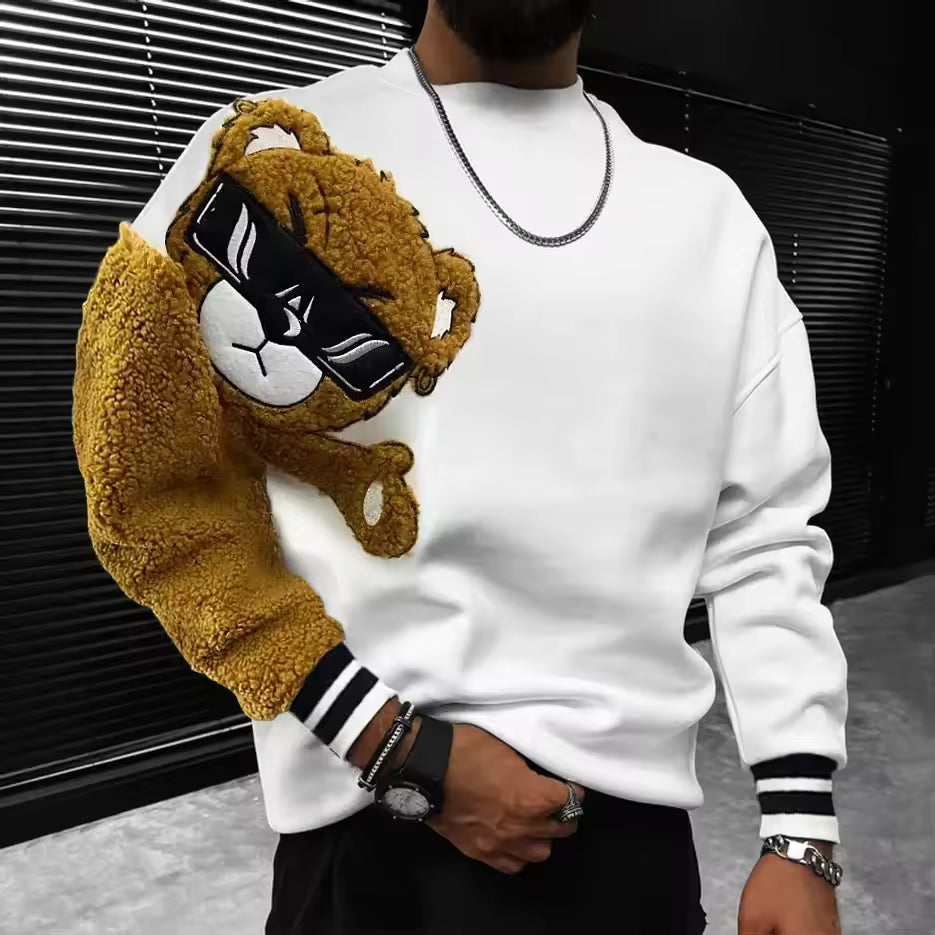 Embroidered Bear Relaxed Fit Cotton Sweatshirt