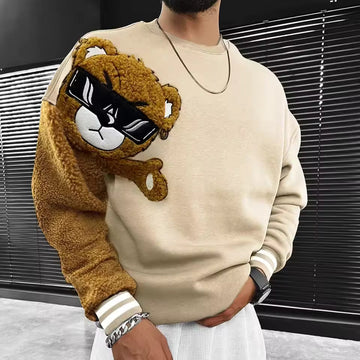 Embroidered Bear Relaxed Fit Cotton Sweatshirt