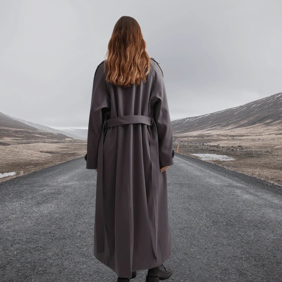 Wool Blend Relaxed Fit Belted Trench Coat