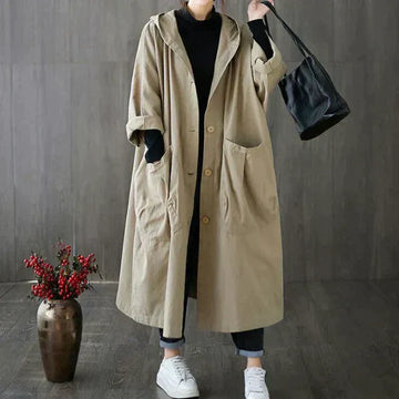 Hooded Oversized Cotton Feel Trench Coat