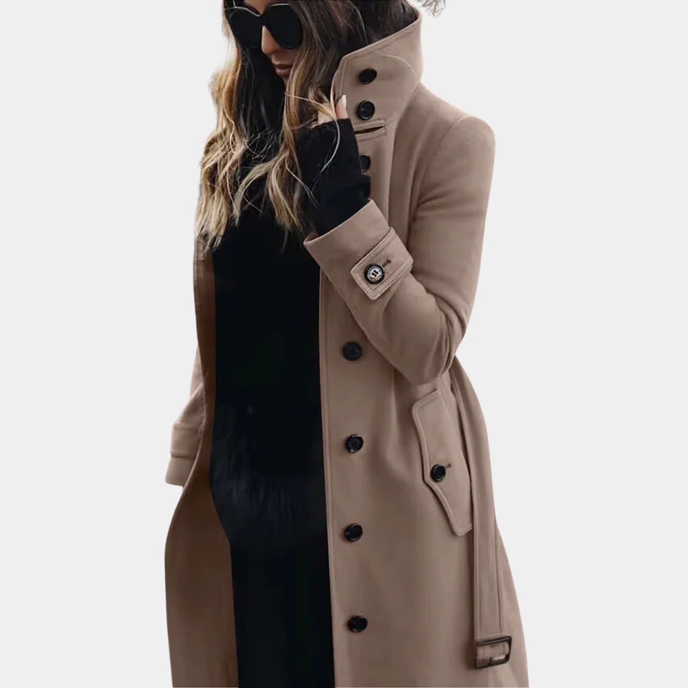 Tailored Fit Wool Texture Belted Trench Coat
