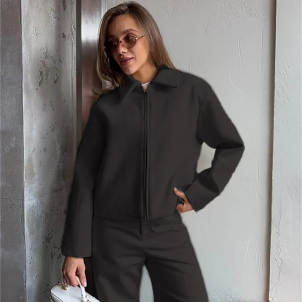 Structured Fit Classic Collar Zip-Up Jacket