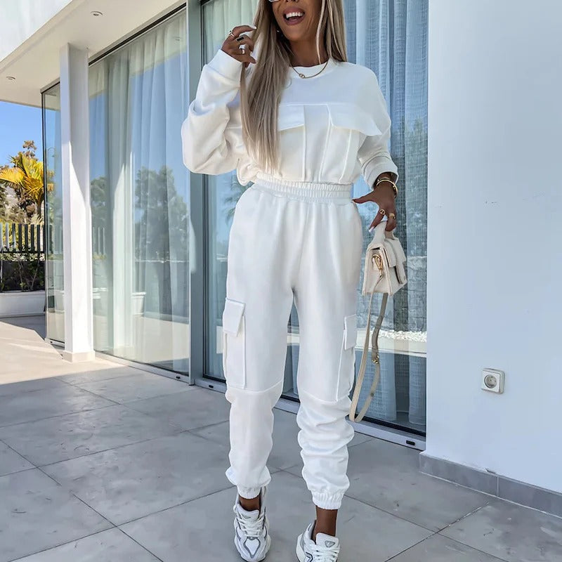 Relaxed Crew Neck Tapered Two-Piece Set