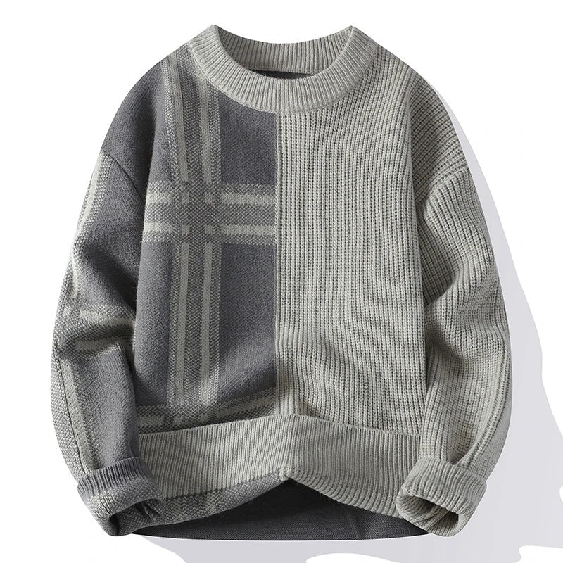 Textured Patchwork Relaxed Fit Sweater