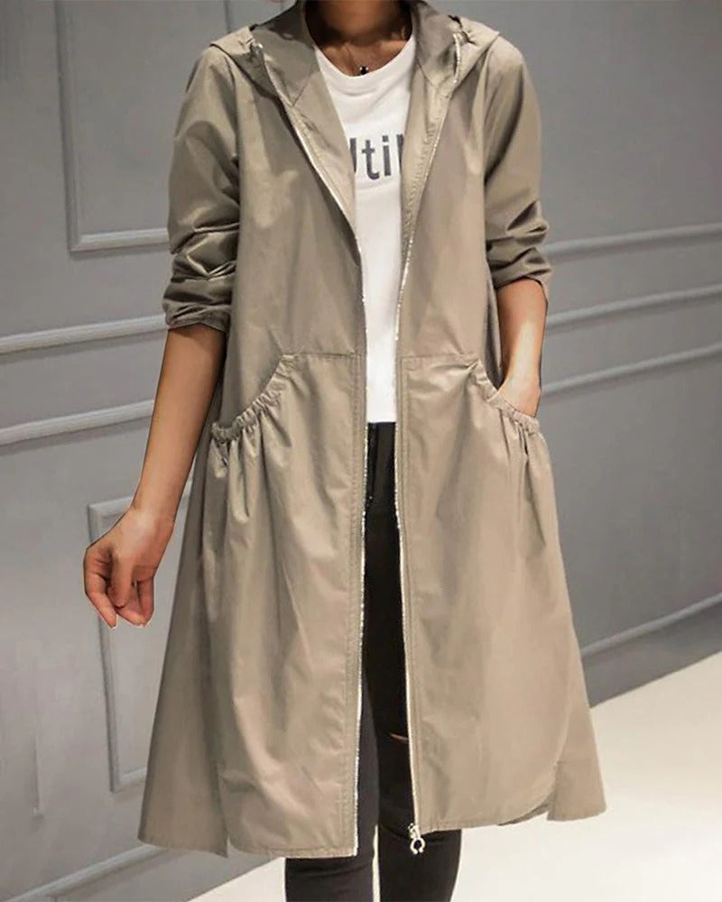 Waterproof Hooded Relaxed Fit Trench Coat