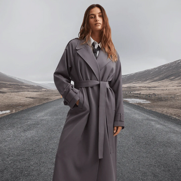 Wool Blend Relaxed Fit Belted Trench Coat