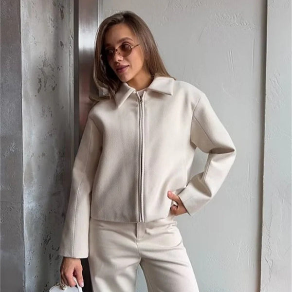 Structured Fit Classic Collar Zip-Up Jacket