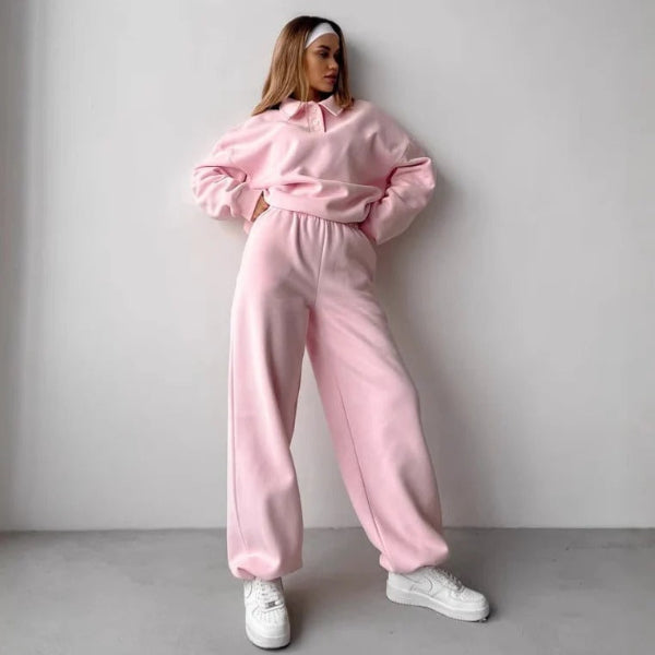 Collared Relaxed Fit Fleece Sweatshirt