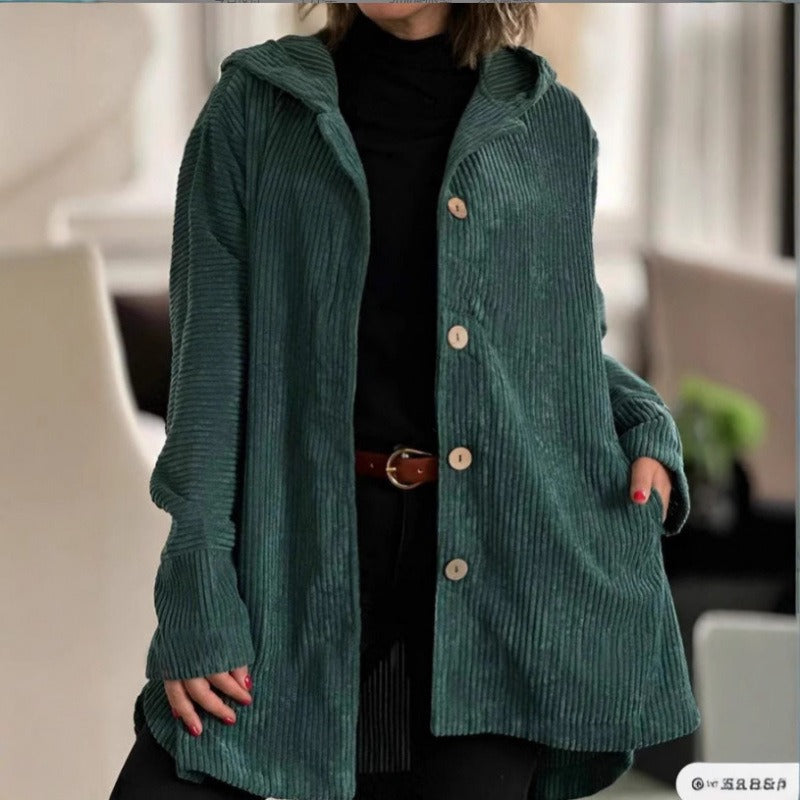 Corduroy Hooded Loose Fit Jacket