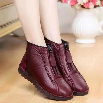 Chunky Sole Front Zipper Ankle Boots