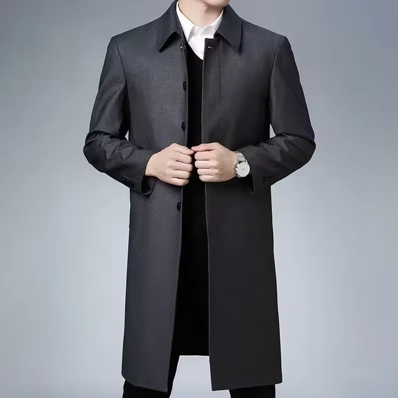 Tailored Wool Feel Notched Long Coat