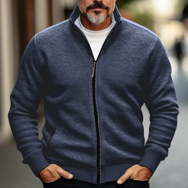 Soft Knit High Collar Zip-Up Cardigan