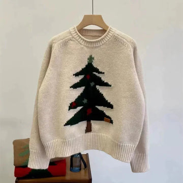 Relaxed Tree Graphic Wool Knit Sweater