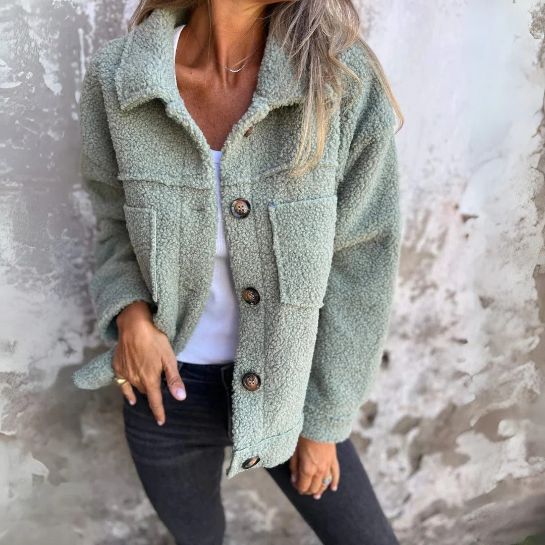 Wool Texture Relaxed Wide Lapel Coat