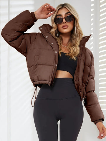 Cropped Quilted Hooded Puffer Jacket