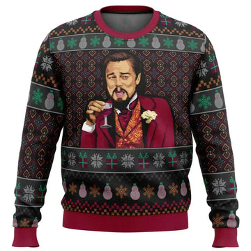 Standard Fit Knit Graphic Wine Print Sweater