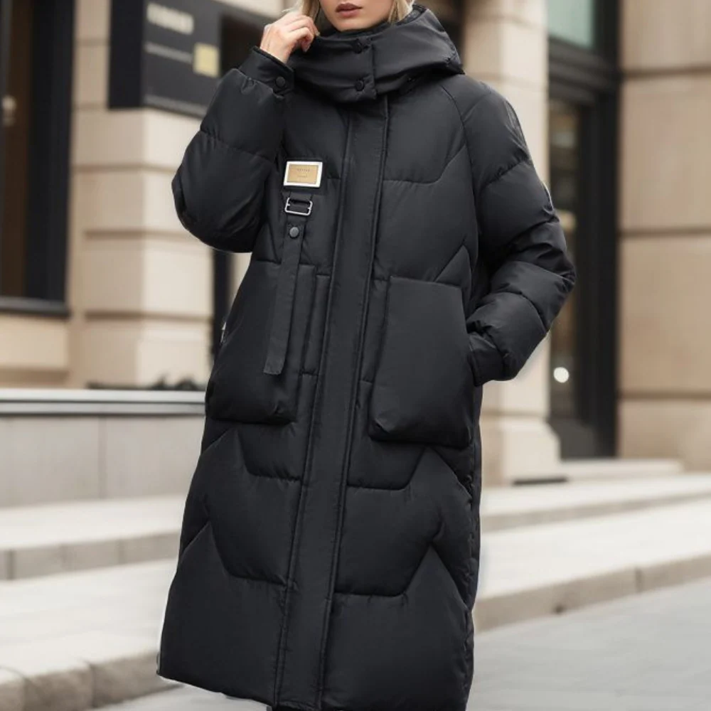 Water-Resistant Hooded Oversized Quilted Coat