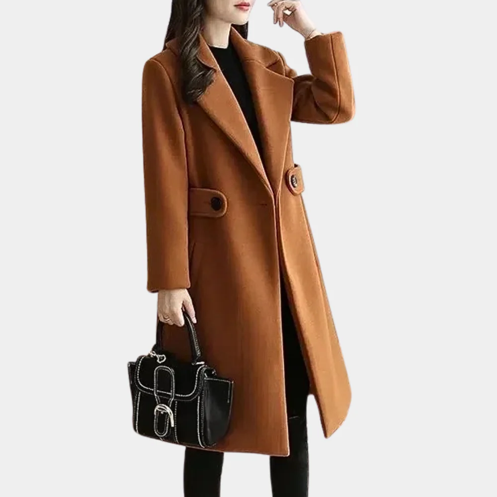 Tailored Wide Lapel Wool Coat