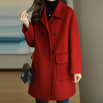 Wool Feel Structured Double-Breasted Coat