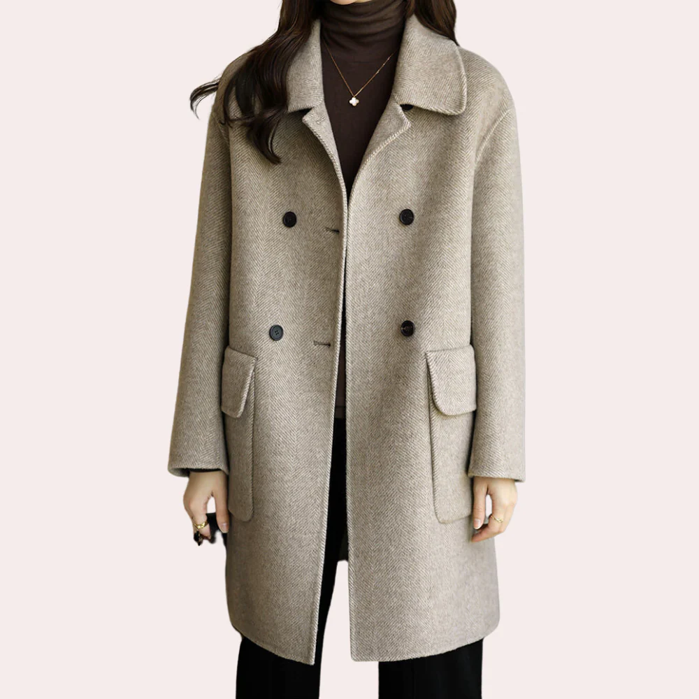 Wool Feel Structured Double-Breasted Coat