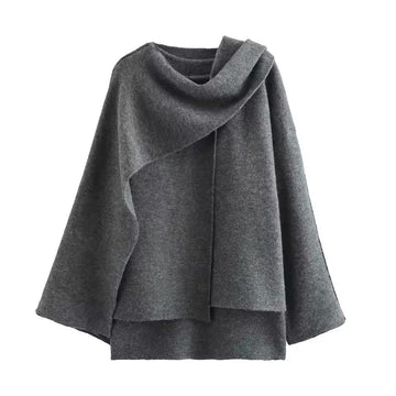 Oversized Asymmetrical Wool Knit Coat