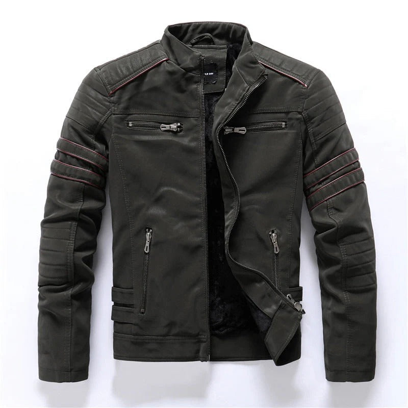 Slim Fit Quilted Shoulder Biker Jacket