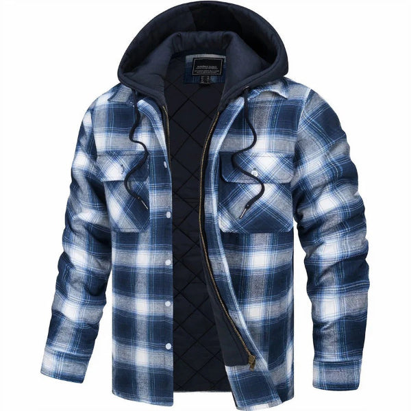 Hooded Quilted Plaid Bomber Jacket