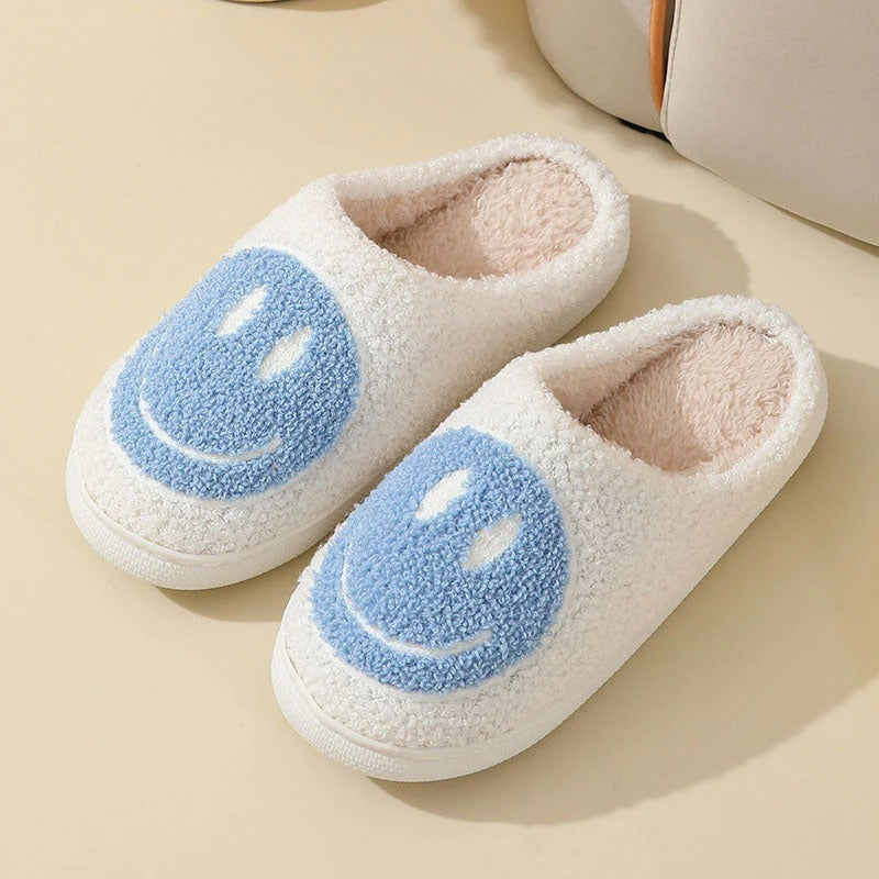 Fleece Sherpa Lined Smiley Slippers