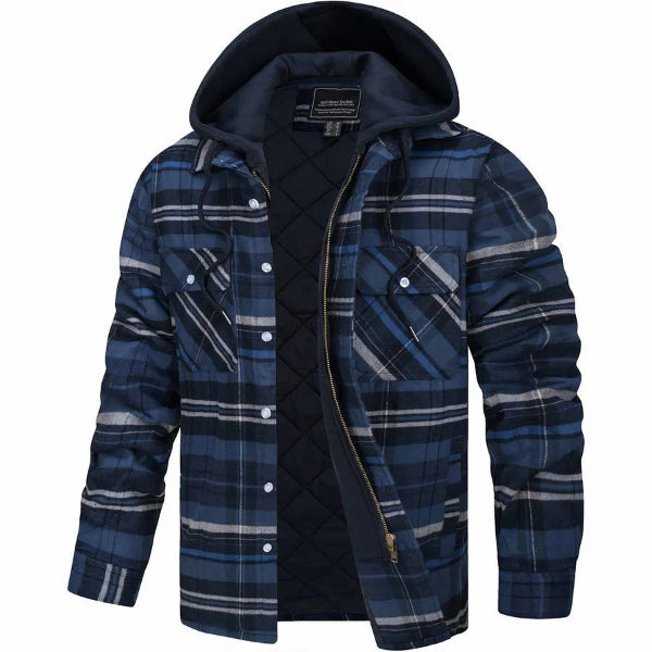 Hooded Quilted Plaid Bomber Jacket
