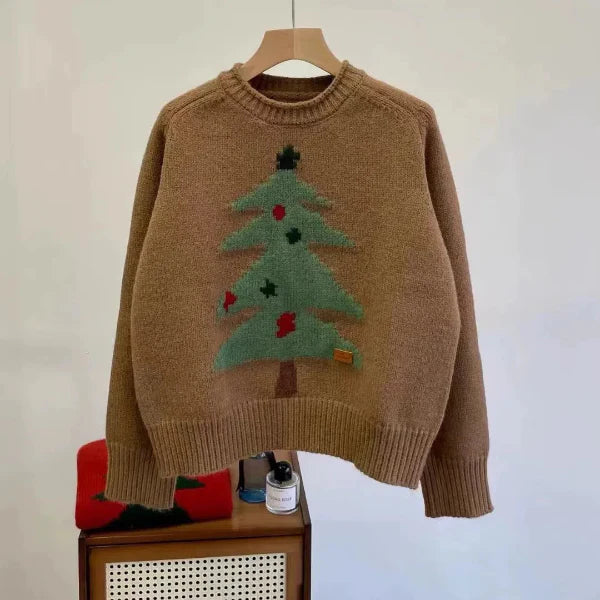 Relaxed Tree Graphic Wool Knit Sweater