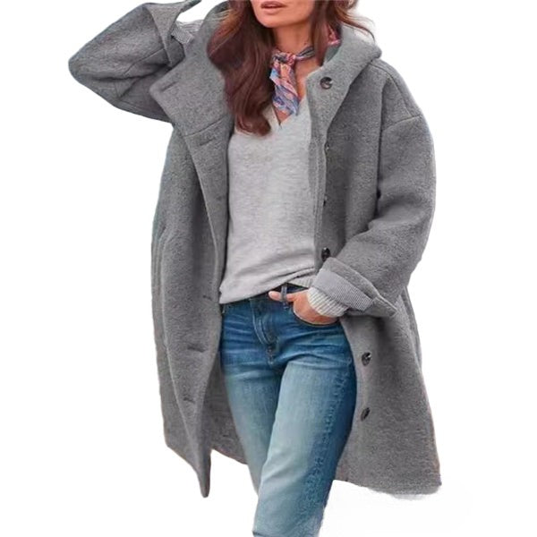 Wool Oversized Hooded Full-Length Coat