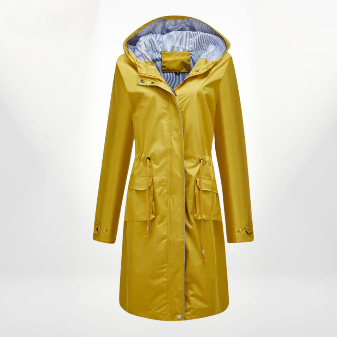 Water-Repellent Hooded Slim Trench Coat