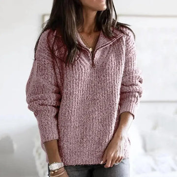 Soft Wool Chunky Knit Half-Zip Sweater