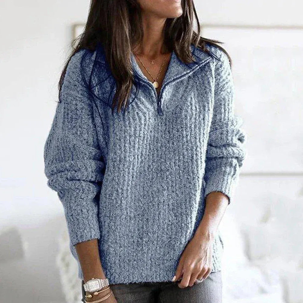 Soft Wool Chunky Knit Half-Zip Sweater