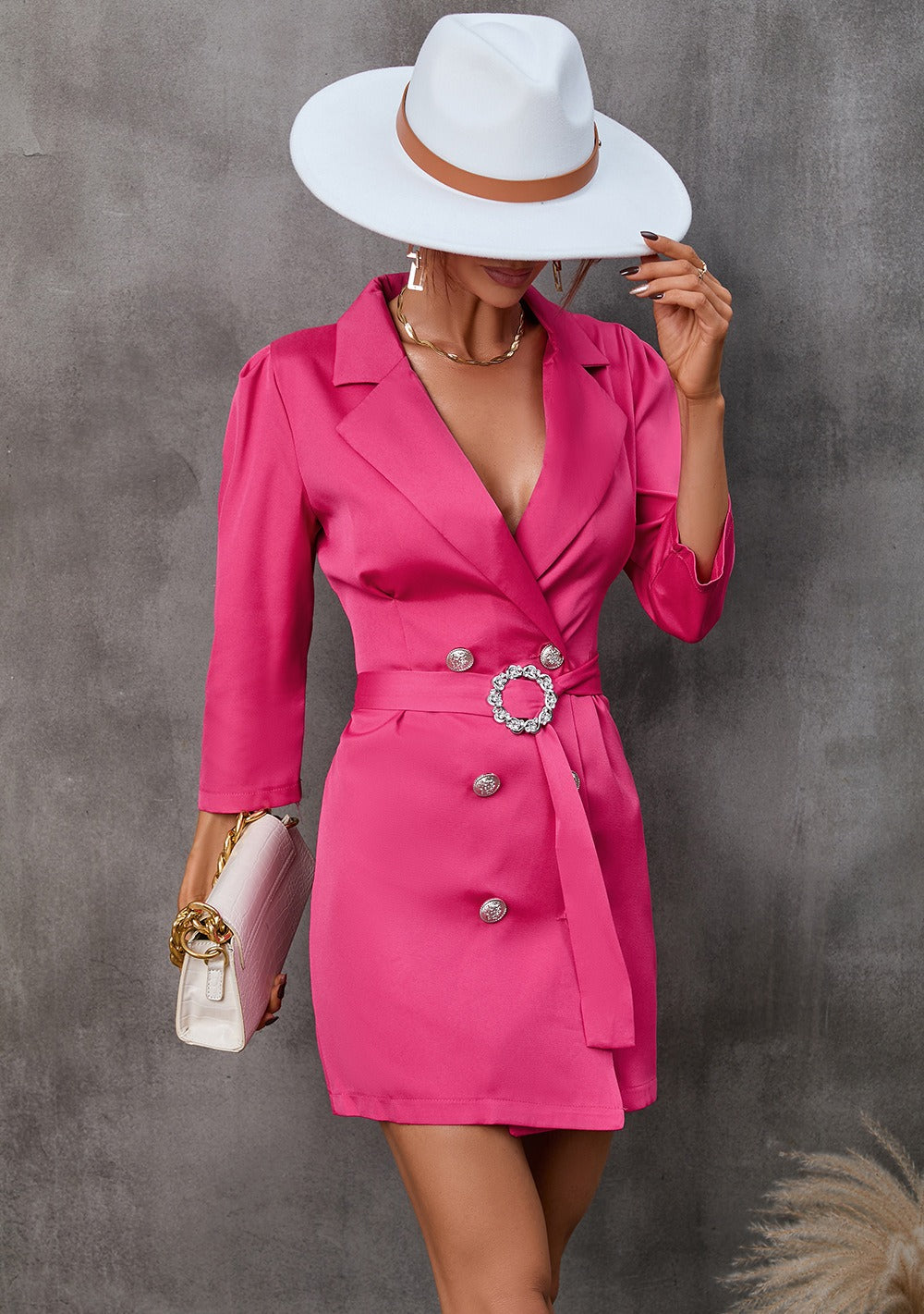 Mini Tailored Wrap Belted Blazer Dress