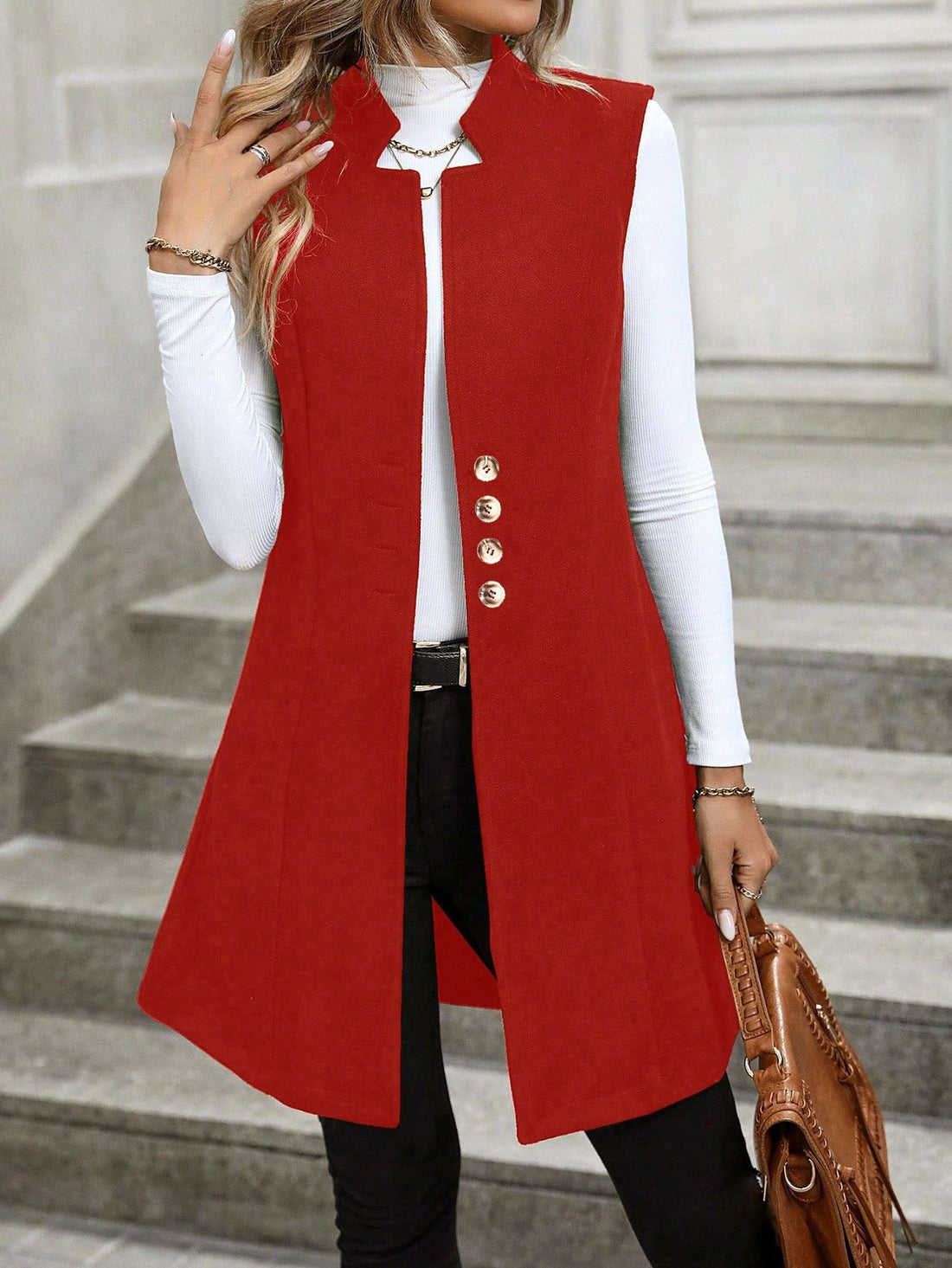 Wool Blend Tailored Sleeveless Jacket
