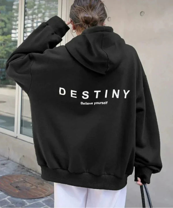 Oversized Graphic Back Cotton Blend Hoodie