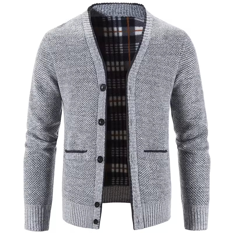 Wool Blend Fleece Lined Knit Cardigan