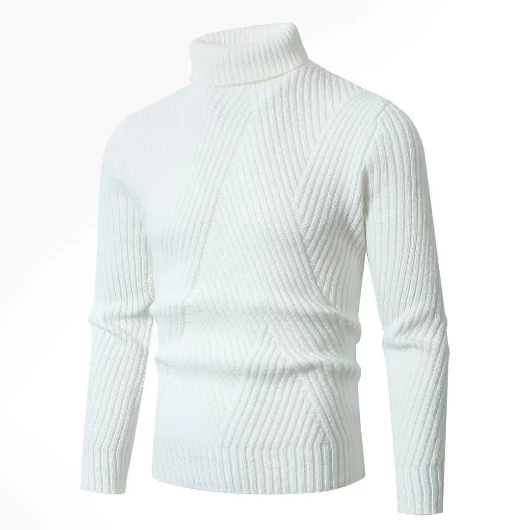 Slim Fit Ribbed Wool Turtleneck Sweater