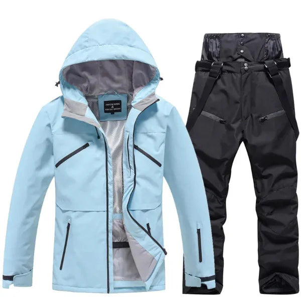 Two-Piece Waterproof Windproof Hooded Ski Suit Set