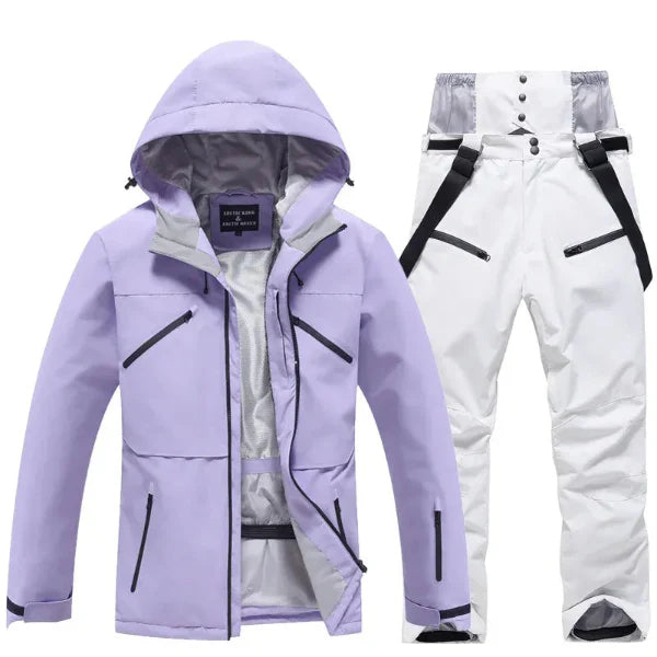 Two-Piece Waterproof Windproof Hooded Ski Suit Set