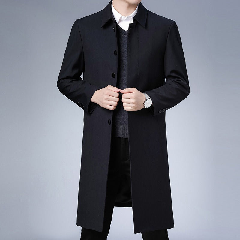 Tailored Wool Feel Notched Long Coat