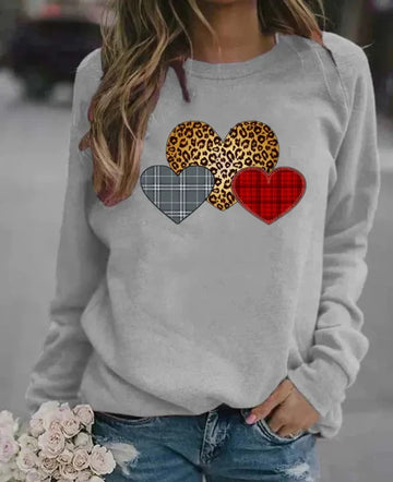 Graphic Heart Print Loose Fit Sweatshirt