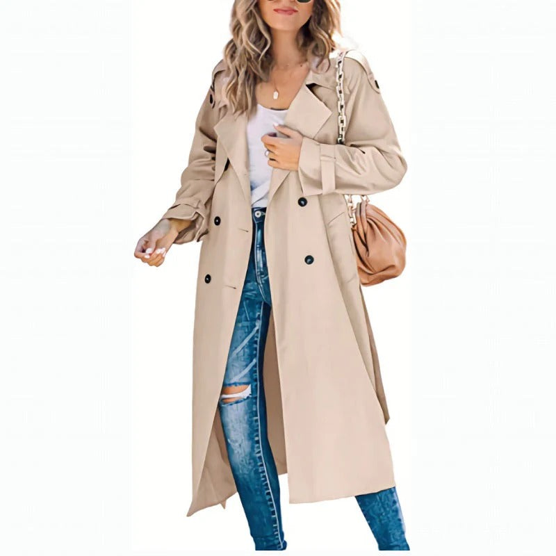 Relaxed Double-Breasted Wide Lapel Trench Coat