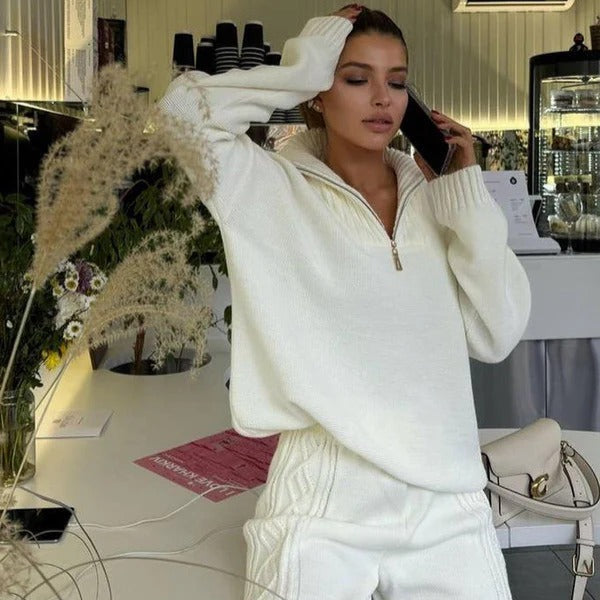 Soft Knit Oversized Fit Quarter-Zip Top