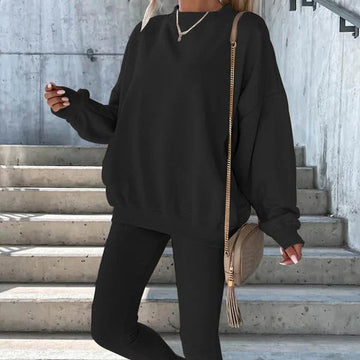 Oversized Ribbed Cotton Blend Sweatshirt