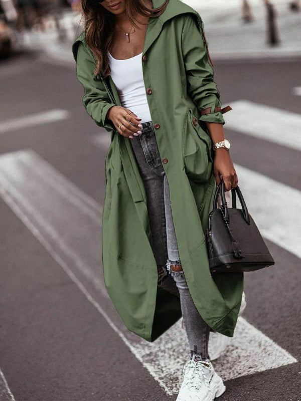 Oversized Hooded Cotton Utility Trench Coat