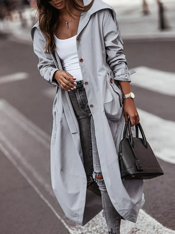 Oversized Hooded Cotton Utility Trench Coat
